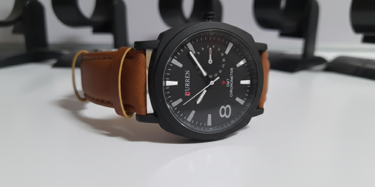 Curren-Inspired Men’s Watch – Black Dial with Brown Leather Strap