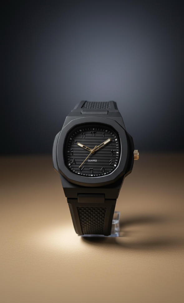All-Black Modern Quartz Wristwatch – Sleek, Durable & Timeless Design