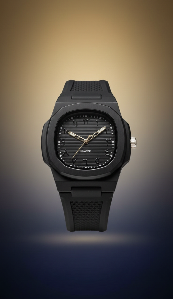 All-Black Modern Quartz Wristwatch – Sleek, Durable & Timeless Design