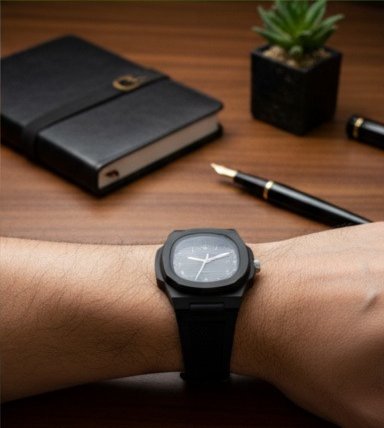 All-Black Modern Quartz Wristwatch – Sleek, Durable & Timeless Design