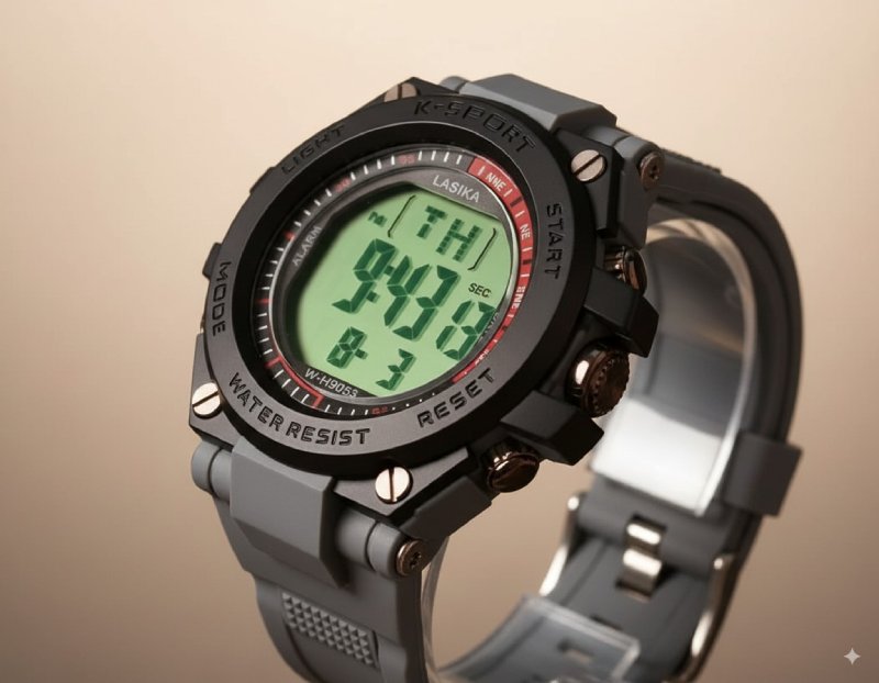 LASIKA K-Sport Digital Watch – LED Light, Date, Day, Alarm & Stopwatch