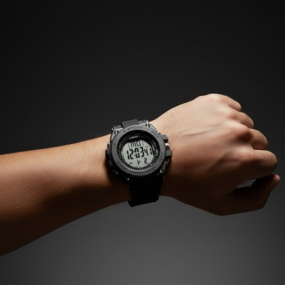 LASIKA K-Sport Digital Watch – LED Light, Date, Day, Alarm & Stopwatch