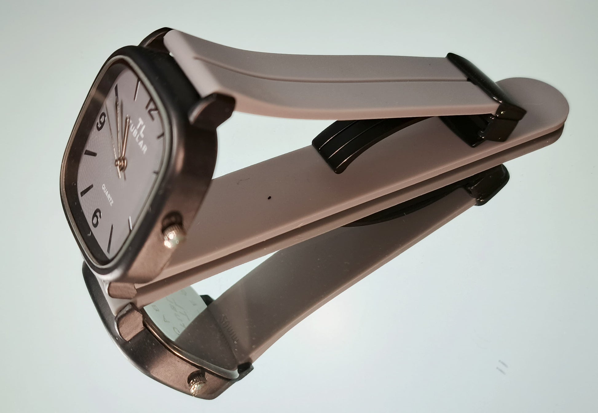 Tabular Quartz Watch – Black, Brown, Blue & Grey | Rubber Strap with Magnetic Lock