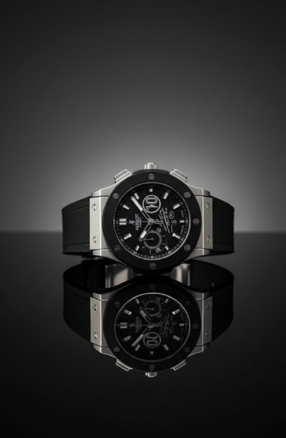Hublot Men’s Luxury Watch – Black Dial with Rubber Strap