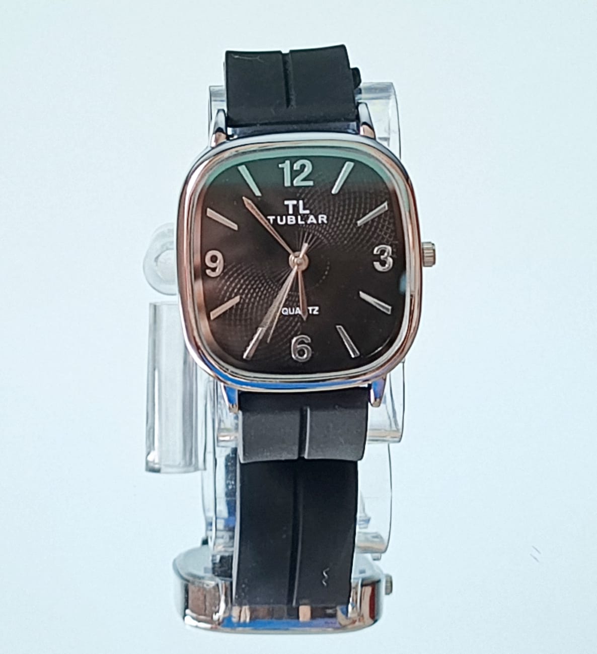 Tabular Quartz Watch – Black, Brown, Blue & Grey | Rubber Strap with Magnetic Lock