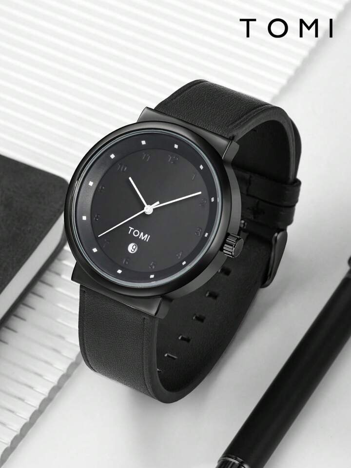 TOMI T-091 Business Watch Round Dial Date Quartz