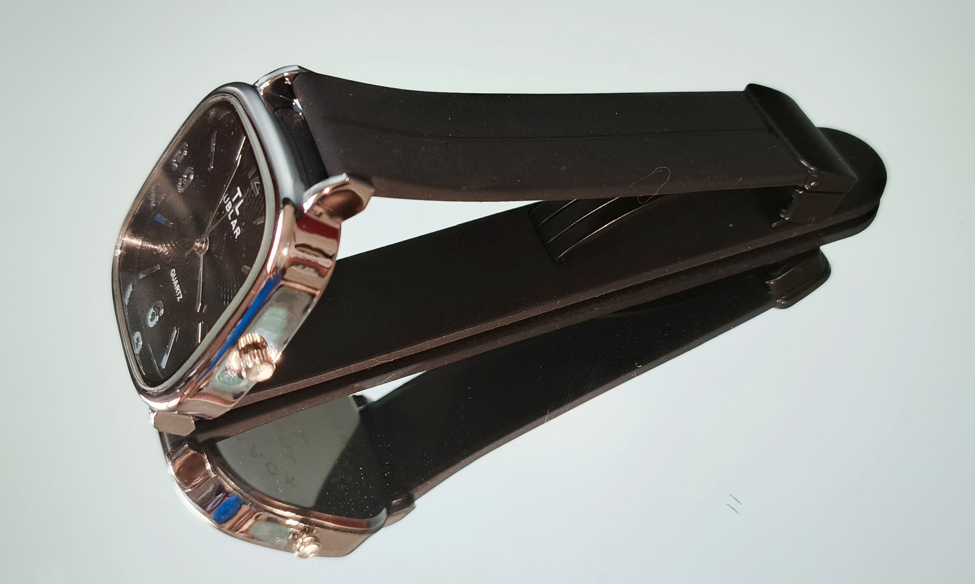 Tabular Quartz Watch – Black, Brown, Blue & Grey | Rubber Strap with Magnetic Lock