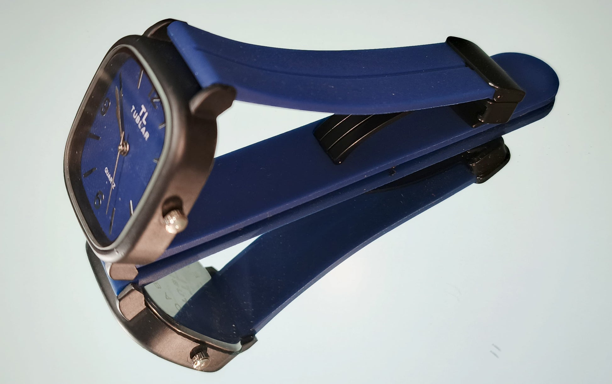 Tabular Quartz Watch – Black, Brown, Blue & Grey | Rubber Strap with Magnetic Lock