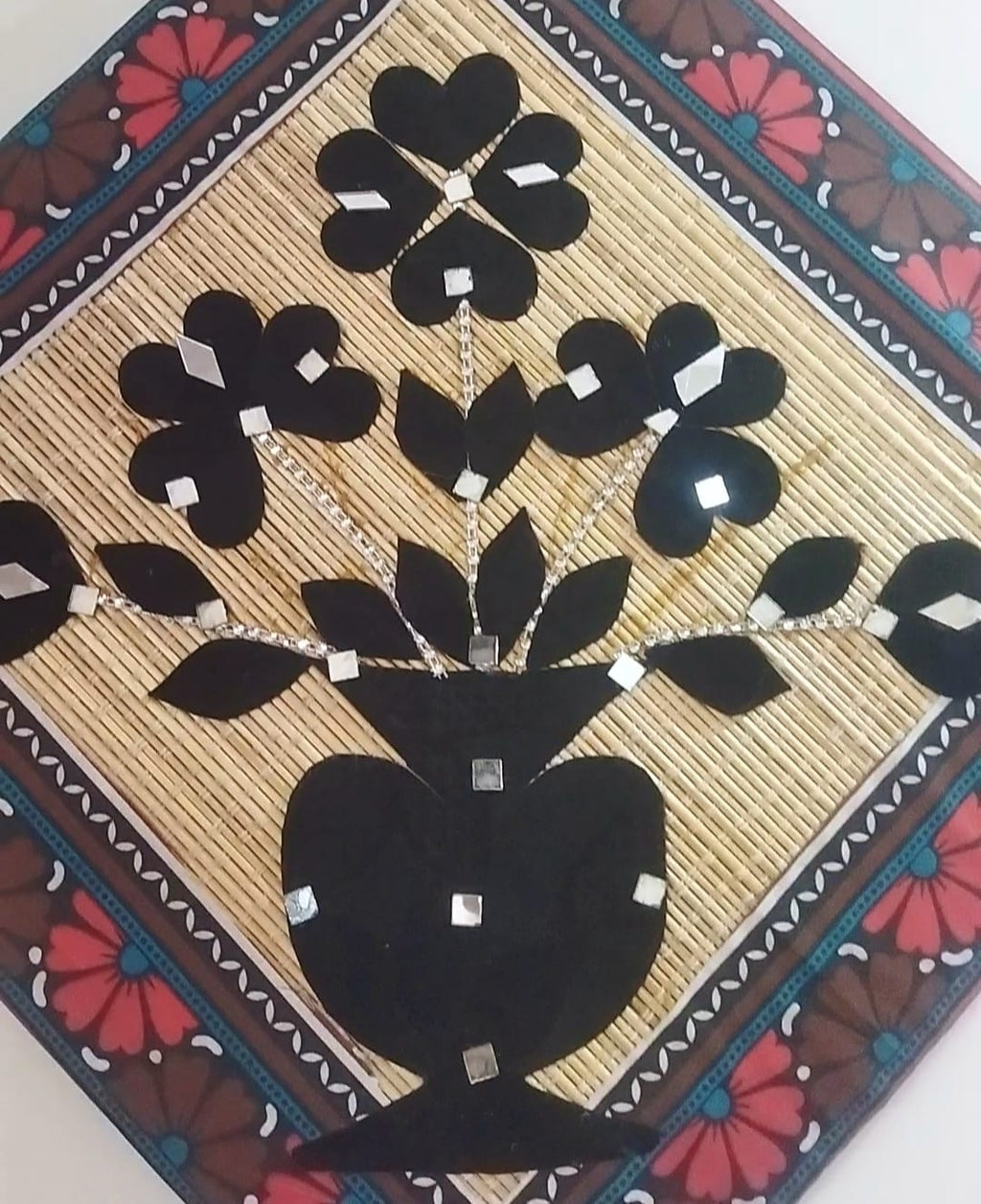 Handcrafted Appliqué Bamboo Wall Hanging