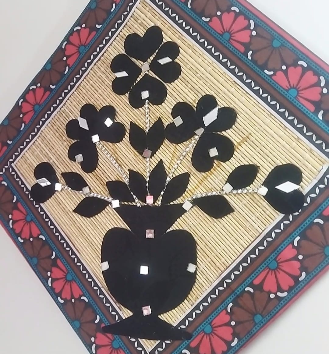 Handcrafted Appliqué Bamboo Wall Hanging