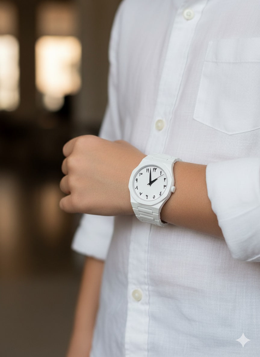 White Arabic Aura Watch For Men Stylish Aura Watch 100% Original Watch