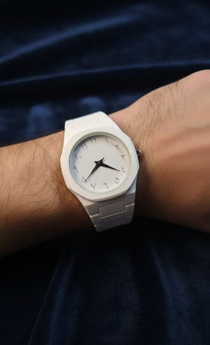 White Aura Men’s Minimalist Watch – Arabic Numerals Edition