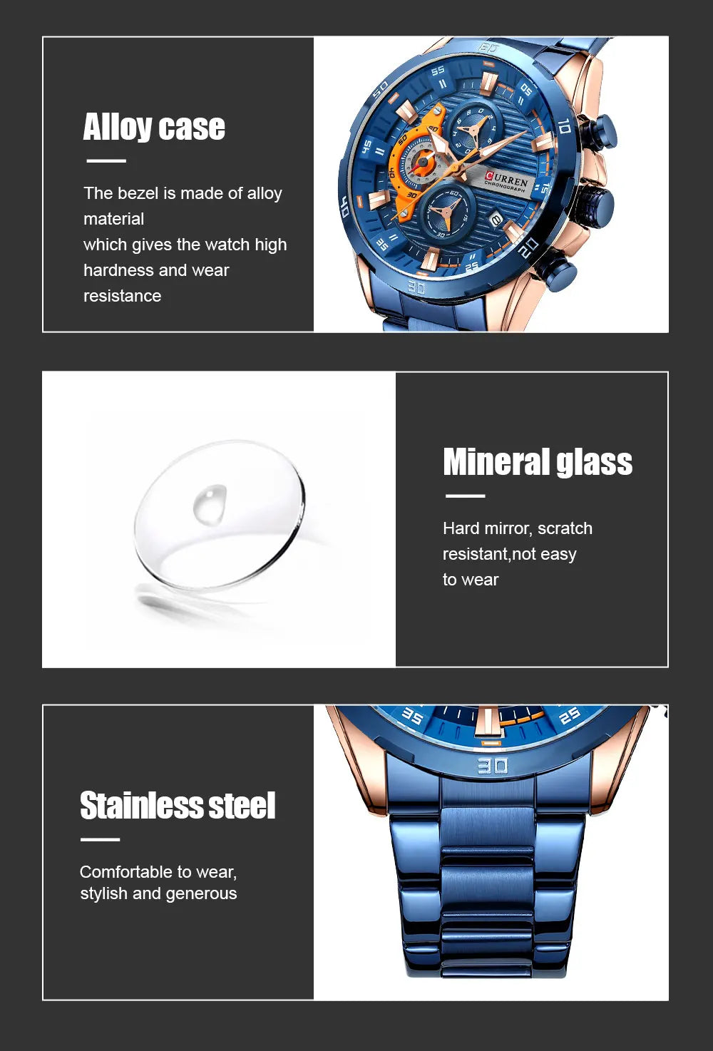 CURREN 8402 Men's Strainless Steel Watch