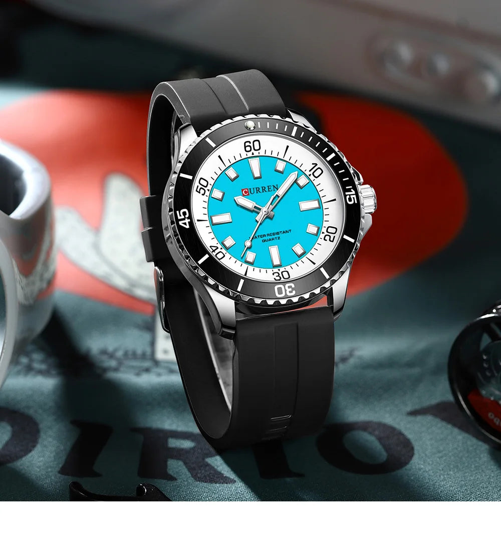CURREN 8448 Men's Rubber Straps Watch