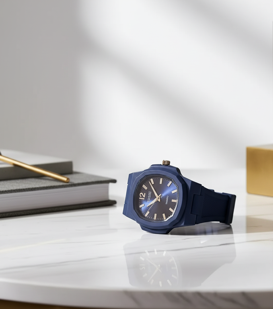 Toshi Analog Sports-Style Watch – Classic Dial with Durable Rubber Strap