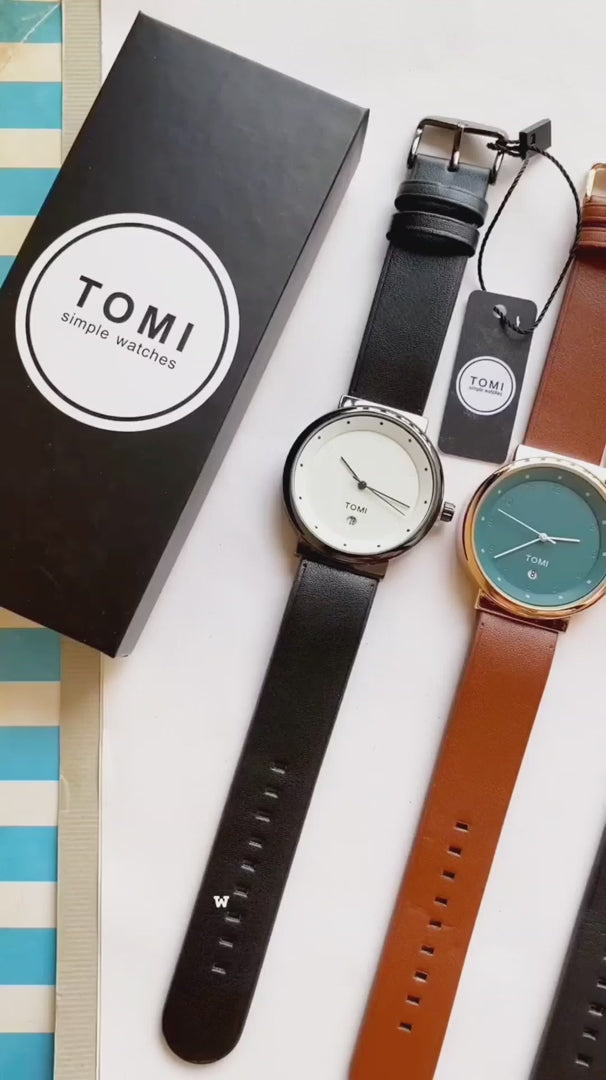 TOMI T-091 Business Watch Round Dial Date Quartz