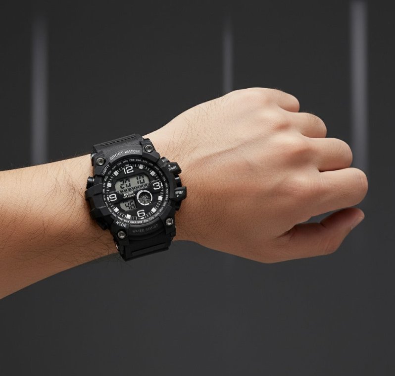 High Quality Men Round Outdoor Sports Waterproof Watch With Male Digital Display New Strap Type