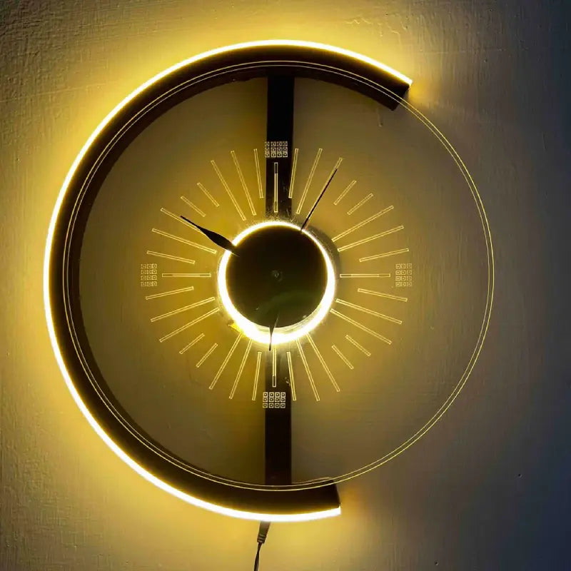 Futuristic LED Wall Clock with Ambient Glow – Minimalist Design