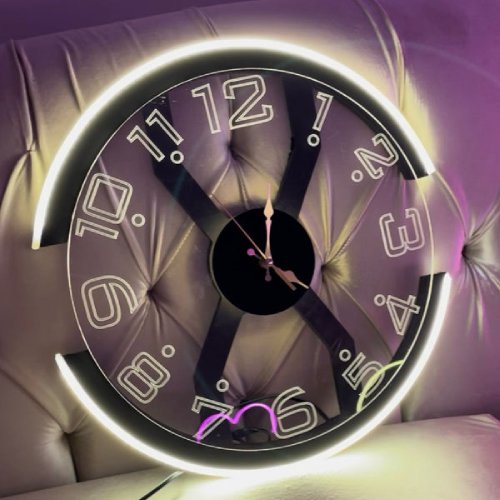 Modern LED Wall Clock with Transparent Glass Face