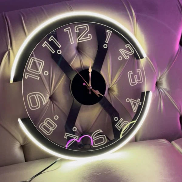 Modern LED Wall Clock with Transparent Glass Face