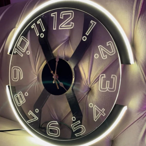 Modern LED Wall Clock with Transparent Glass Face