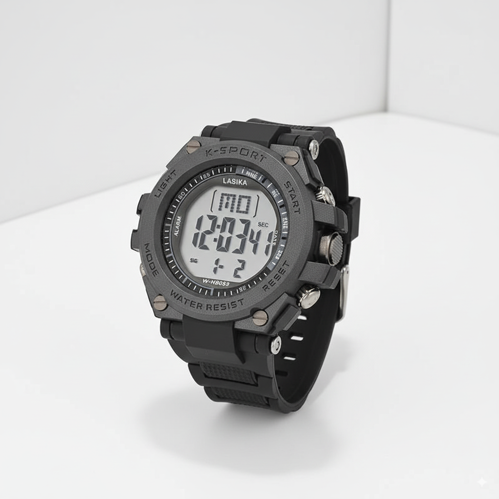 LASIKA K-Sport Digital Watch – LED Light, Date, Day, Alarm & Stopwatch