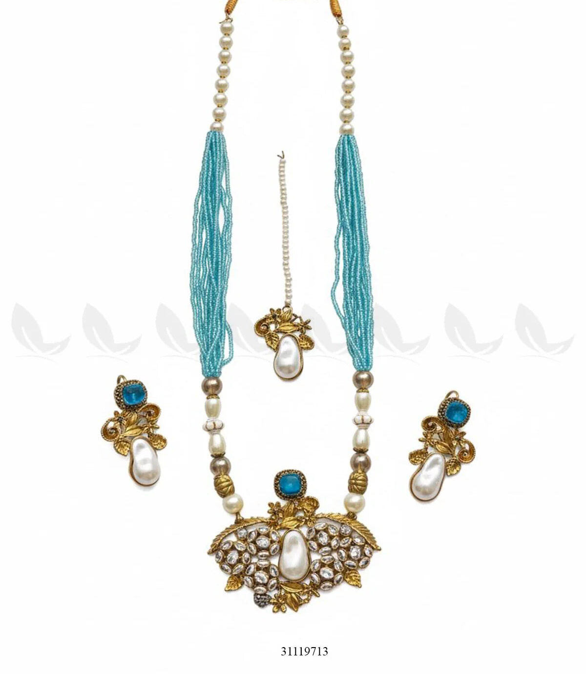 Carved Stream Malla Necklace Set - Image 3