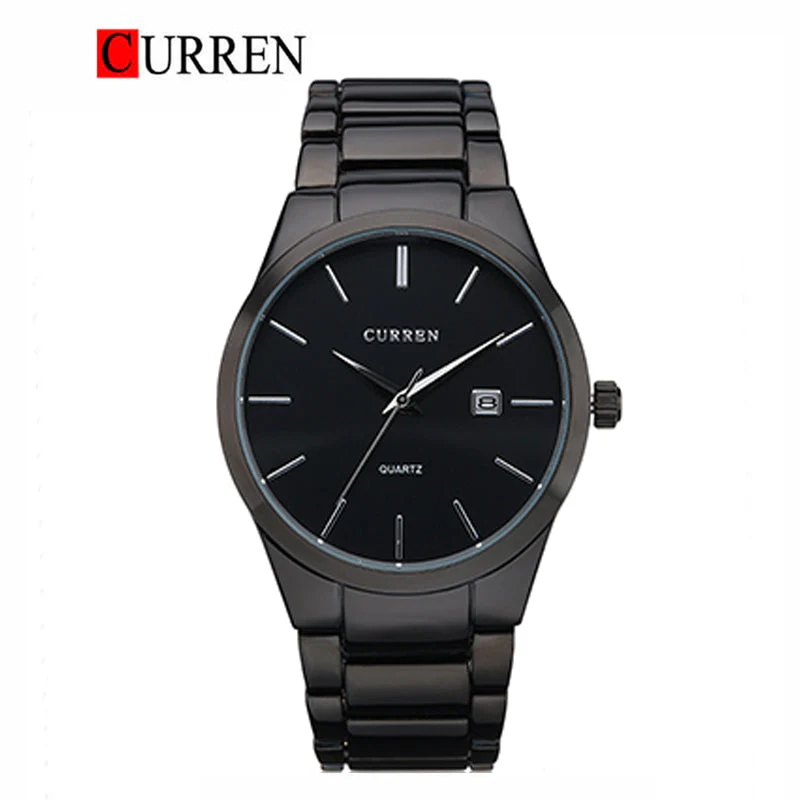 Curren Noir Minimalist Men's Watch – All Black Steel Design