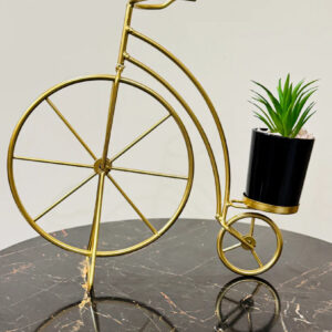 Bicycle-Shaped Metal Planter with Artificial Succulent – Decorative Mini Plant Pot